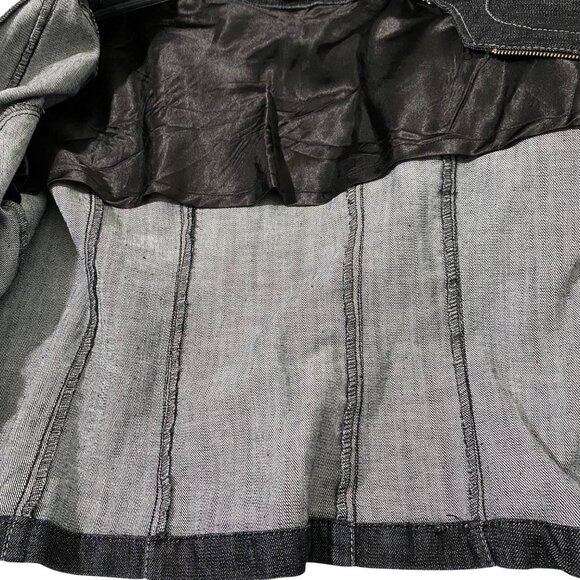 Ashley Stewart Jean Jacket 20W Blue Elevated Moto Style Front Zip Project Piece - Picture 7 of 7